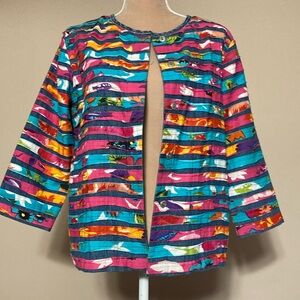Choices Blue Denim Jacket with Colorful Stripes - size Small